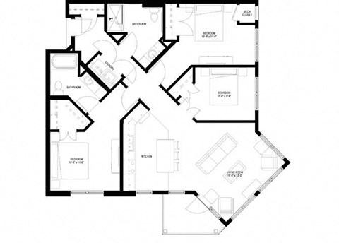 River North_3 Bedroom Floor Plan